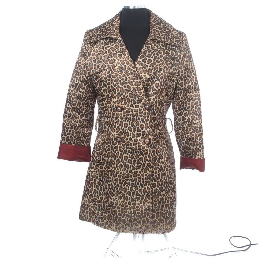 Via Spiga Leopard Print Double Button Red Lining Size M‎ Jacket